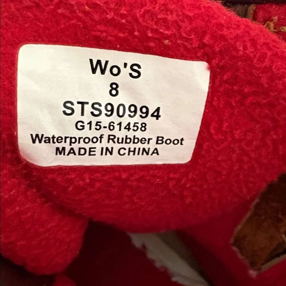Sperry‎ Women’s Waterproof Duck Boots Red Brown Leather Fleece Lined Size 8